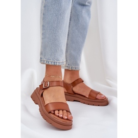 Women's sandals on Camel platform brown 2