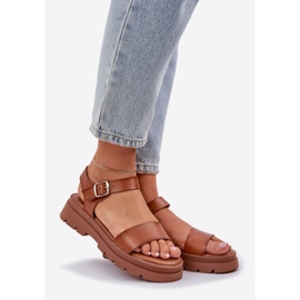 Women's sandals on Camel platform brown 1