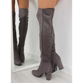 Gray Over-knee boots T062 gray grey 2