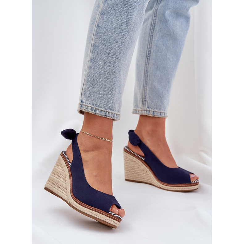 Navy blue sandals on a wedge heel 2 Navy blue sandals on a wedge heel 2