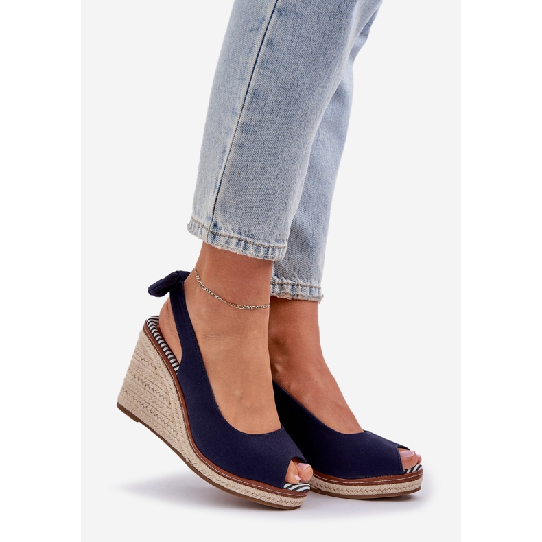 Navy blue sandals on a wedge heel 1 Navy blue sandals on a wedge heel 1