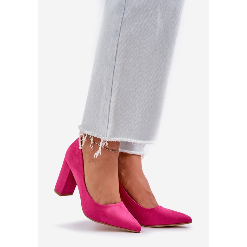 Women's pumps on the eco suede pillar fuchsia pink 1
