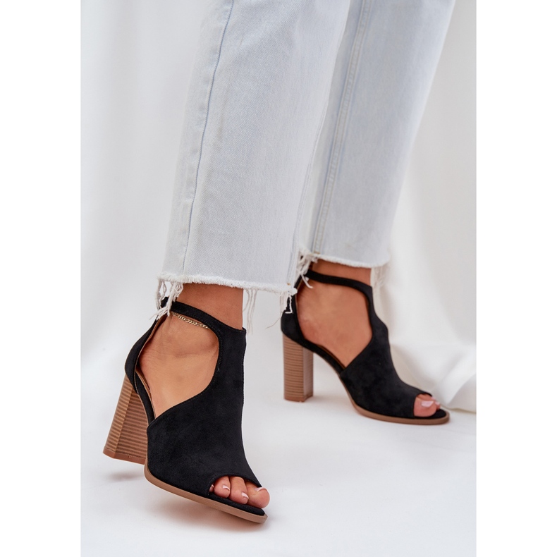 Sandals on the eco suede post black 2