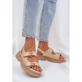 Eco leather sandals with beige buckles 2