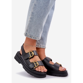 Eco leather sandals with black clamps 1