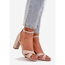 Sandals on a bar heel with eco leather beige 1