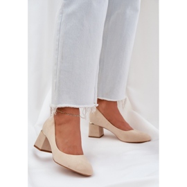 Eco suede pumps on the post beige 2