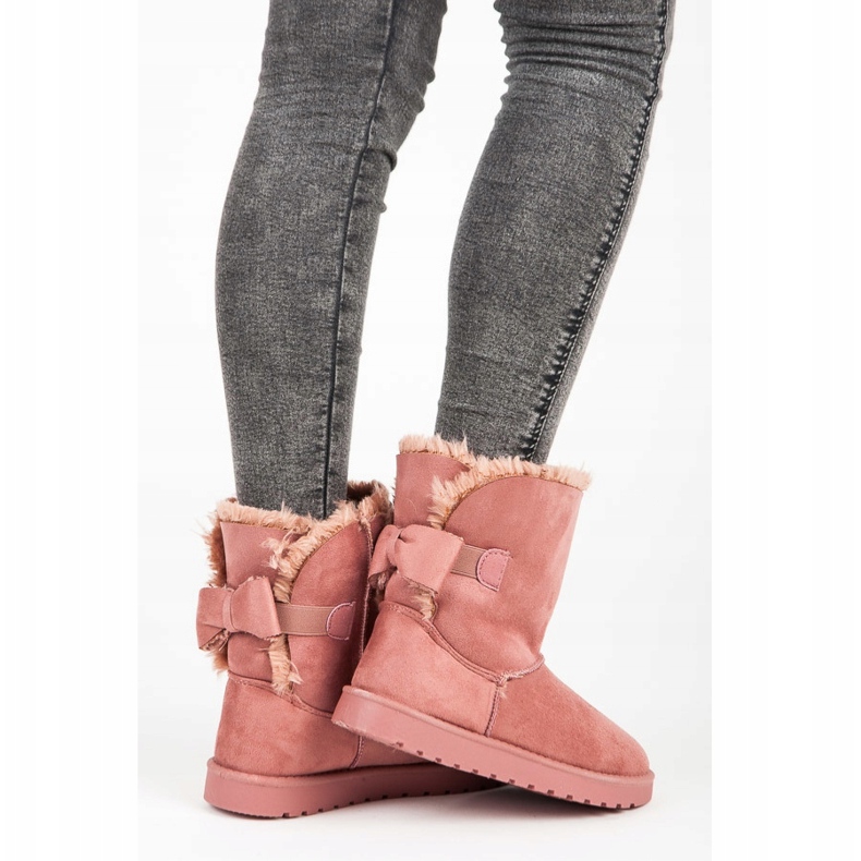 Suede Mukluki With A Bow pink 1