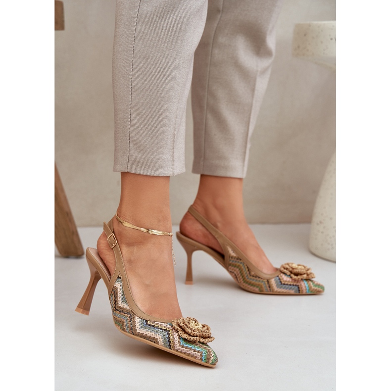 Braided high heels with a brown heel 2