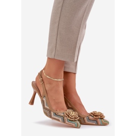 Braided high heels with a brown heel 1