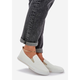 Slipped eco leather women's sneakers sneakers with light beige 1