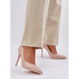 Painted high heels with margin toes beige 2