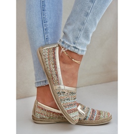 Elegant leather espadrilles with a Zazoo 10178 Multikolor braid golden 2