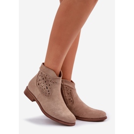Flat-heeled women's openwork boots s.barski HY51-113 beige 1 Flat-heeled women's openwork boots s.barski HY51-113 beige 1