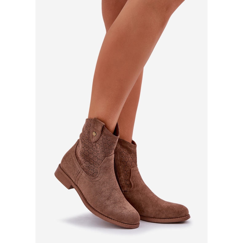S.Barski Flat-heeled openwork boots S. Barski HY51-063 brown 1