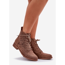 S.Barski Suede lace-up boots with an openwork pattern S. Barski HY51-136 brown 1