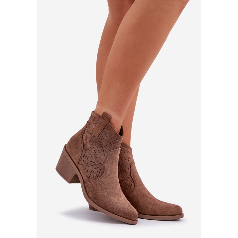 S.Barski Cowboy boots for the Eco Castle Openwork Smart S. Barski HY51-061 dark beige 1 S.Barski Cowboy boots for the Eco Castle Openwork Smart S. Barski HY51-061 dark beige 1