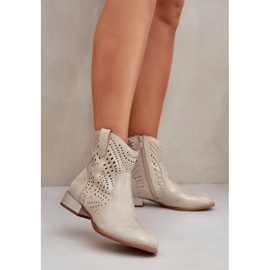 Low -heeled women's openwork boots golden 2