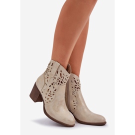 Jezzi Openwork boots on the bolted heel golden heels 1