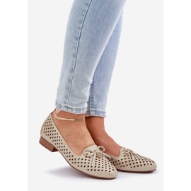 Jezzi Openwork ballerinas with an eco leather bow golden 1 Jezzi Openwork ballerinas with an eco leather bow golden 1