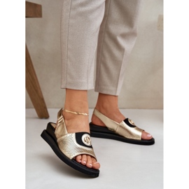 Jezzi Women's sandals for gold wedges with an ornament golden 2 Jezzi Women's sandals for gold wedges with an ornament golden 2