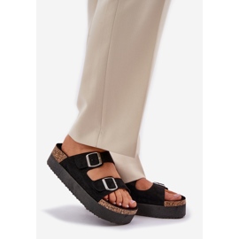 Women's slippers on a massive platform with black buckles 1