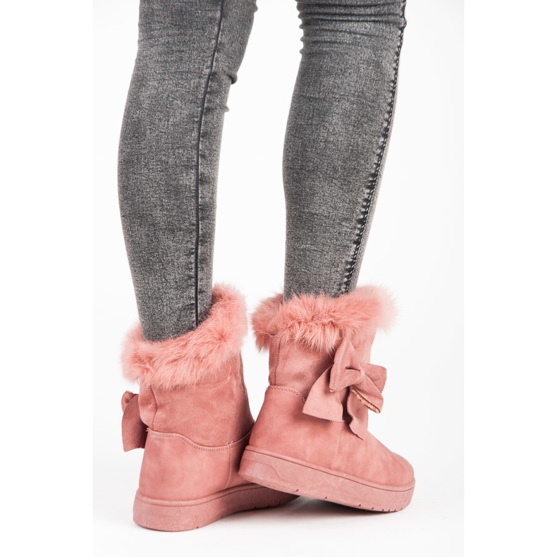 Snow Boots With Bow pink 1
