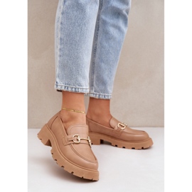Women's loafers with golden detail beige 2