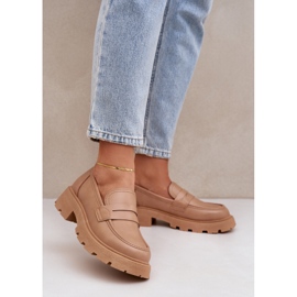 Women's loafers with eco leather beige 2