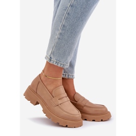 Women's loafers with eco leather beige 1