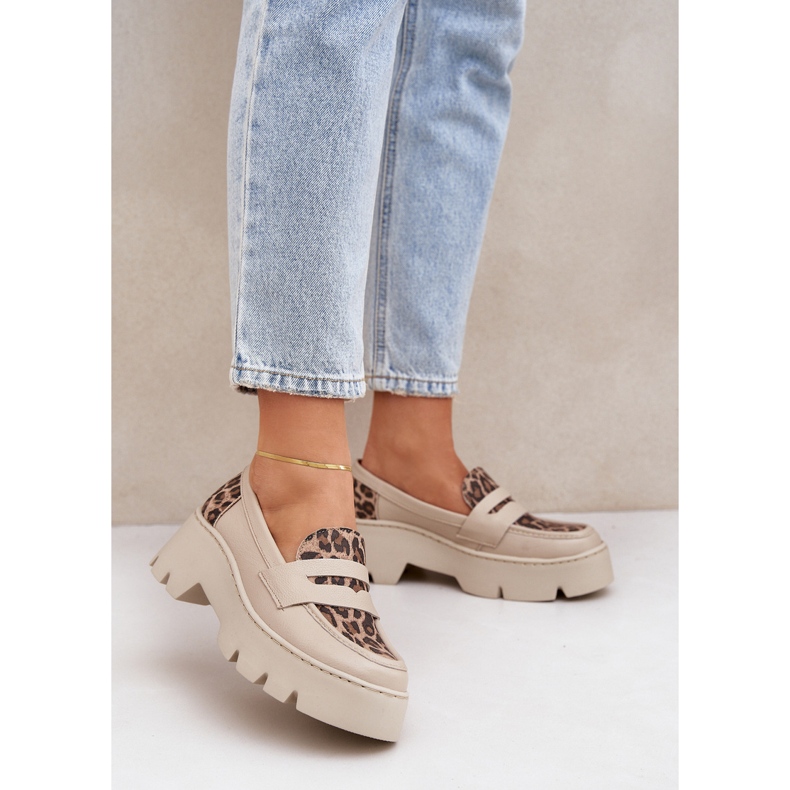 Zazoo Light -heel women's leather loafers beige 2 Zazoo Light -heel women's leather loafers beige 2