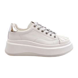 Women's sports leather sneakers on Goe NN2N4033 white platform 2