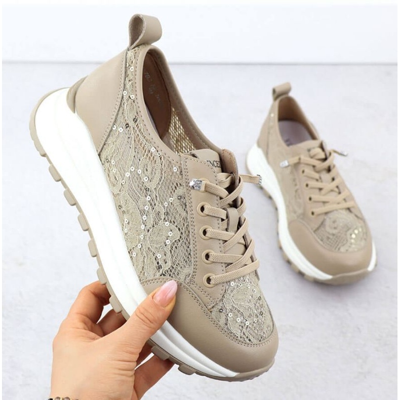 Shoes sneakers with Vinceza lace 66783 beige 1