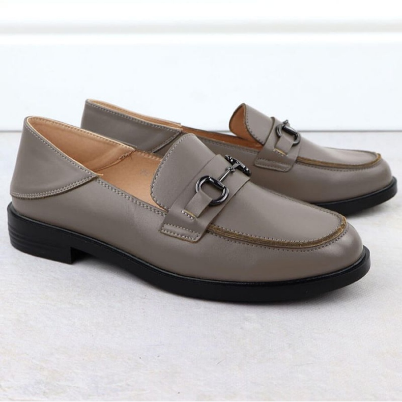 Moccasin shoes with a Vinceza 18107 decoration gray grey 2 Moccasin shoes with a Vinceza 18107 decoration gray grey 2