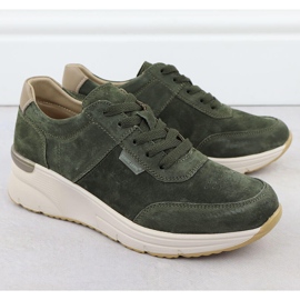 Leather Sneakers on Wedge Sergio Leone SP104 suede wedges green 2