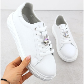 Women's leather shoes with an ornament on the white platform Sergio Leone SP110 1