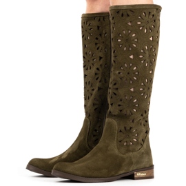 Olivier Women's green openwork boots 2 Olivier Women's green openwork boots 2