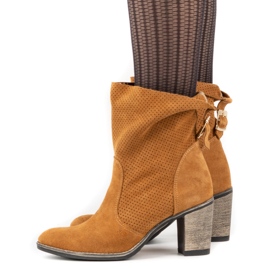Olivier Openwork leather Sophia red boots orange 2