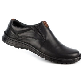 Kampol Men's leather slip-on shoes 12KAM black 1