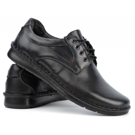 Kampol Men's casual leather shoes 13/27 black face 2