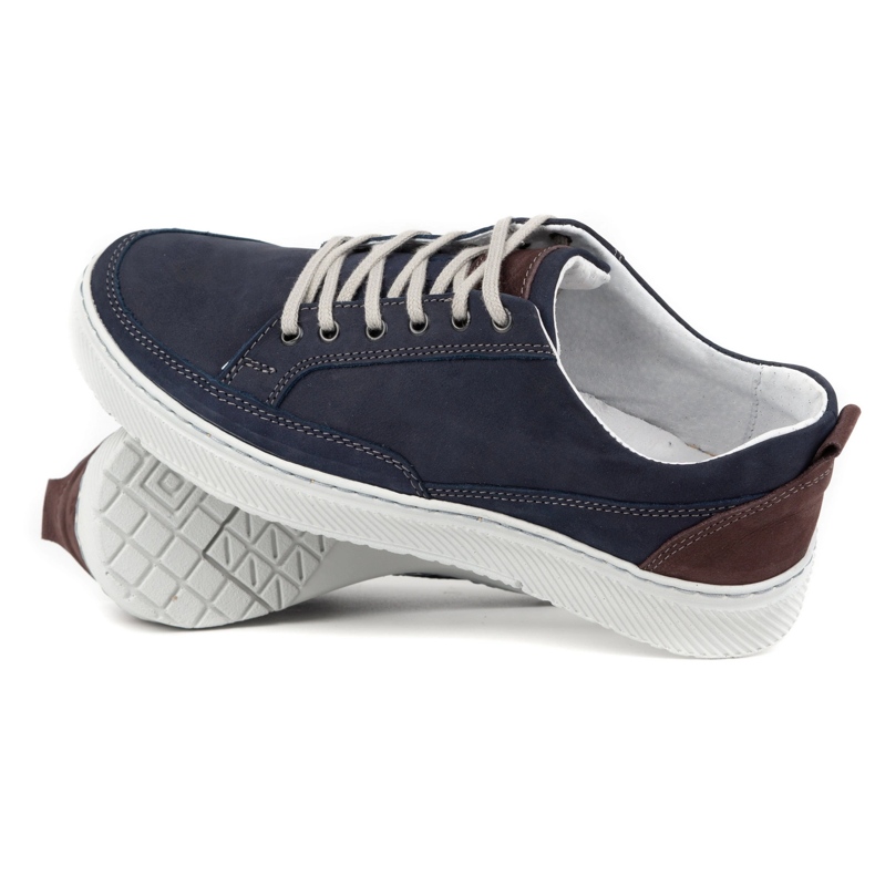 Olivier Men's Leather Shoes Sneakers 950MA navy blue 1