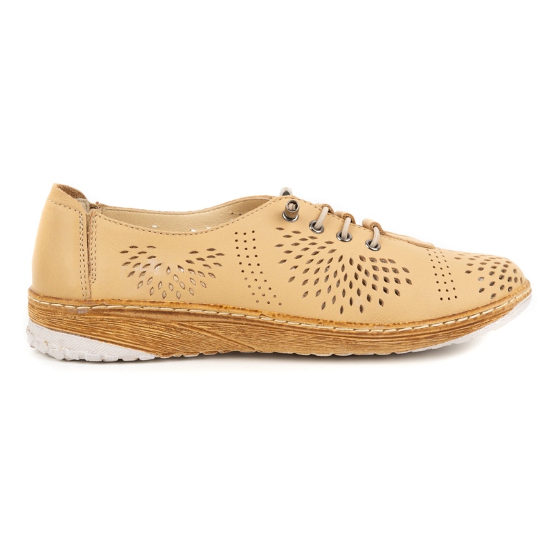 WASAK Women's openwork leather shoes 0626W safari beige 1