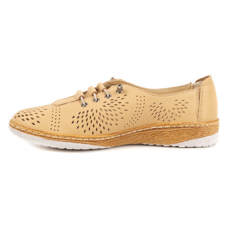WASAK Women's openwork leather shoes 0626W safari beige 2