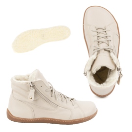 Olivier Women's minimalist barefoot 1261 winter leather shoes, beige 1