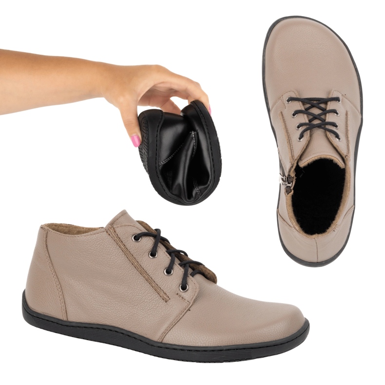 Olivier Barefoot women's leather shoes, slightly insulated, high-top with zipper 787, beige 1 Olivier Barefoot women's leather shoes, slightly insulated, high-top with zipper 787, beige 1