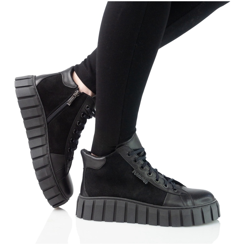 Women's leather shoes pollonus black face 5-1575-004 2
