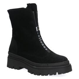 Women's leather workers Pollonus black velor 5-1601-001 1