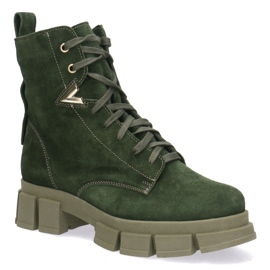 Polbut Women's leather boots Pollonus green velor 5-1583-004 1