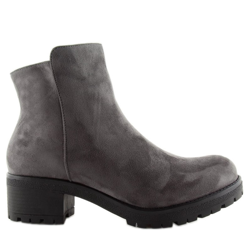 Gray women's boots with wide heels grey 1