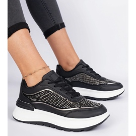 Black women's sneakers with zircons 1 Black women's sneakers with zircons 1